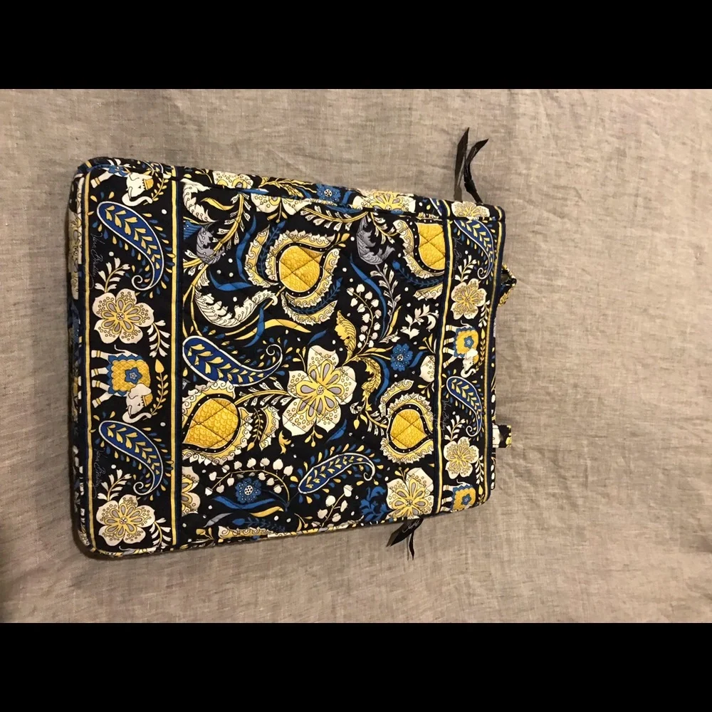 Vera Bradley Black Blue Yellow Paisley Quilted Laptop Bag